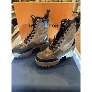LOUIS VUITTON LAUREATE DESERT PLATFORM BOOT BEIGE/MONOGRAM LS(342248)